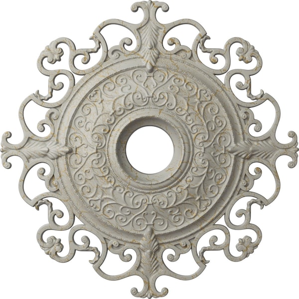 Ekena Millwork Orleans Medallion (Canopies up to 8 1/4"), 38 3/8"OD x 6 5/8"ID x 2 7/8"P, Pot of Cream Crackle CM38OLPCC - main